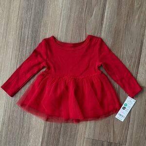 Carter's Vibrant Red Long Sleeve Tulle Top